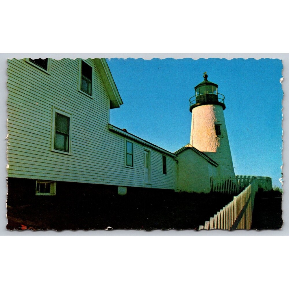 Vintage Postcard Maine Pemaquid Lighthouse Muslongus Bay 1975 Die Cut Edge ME